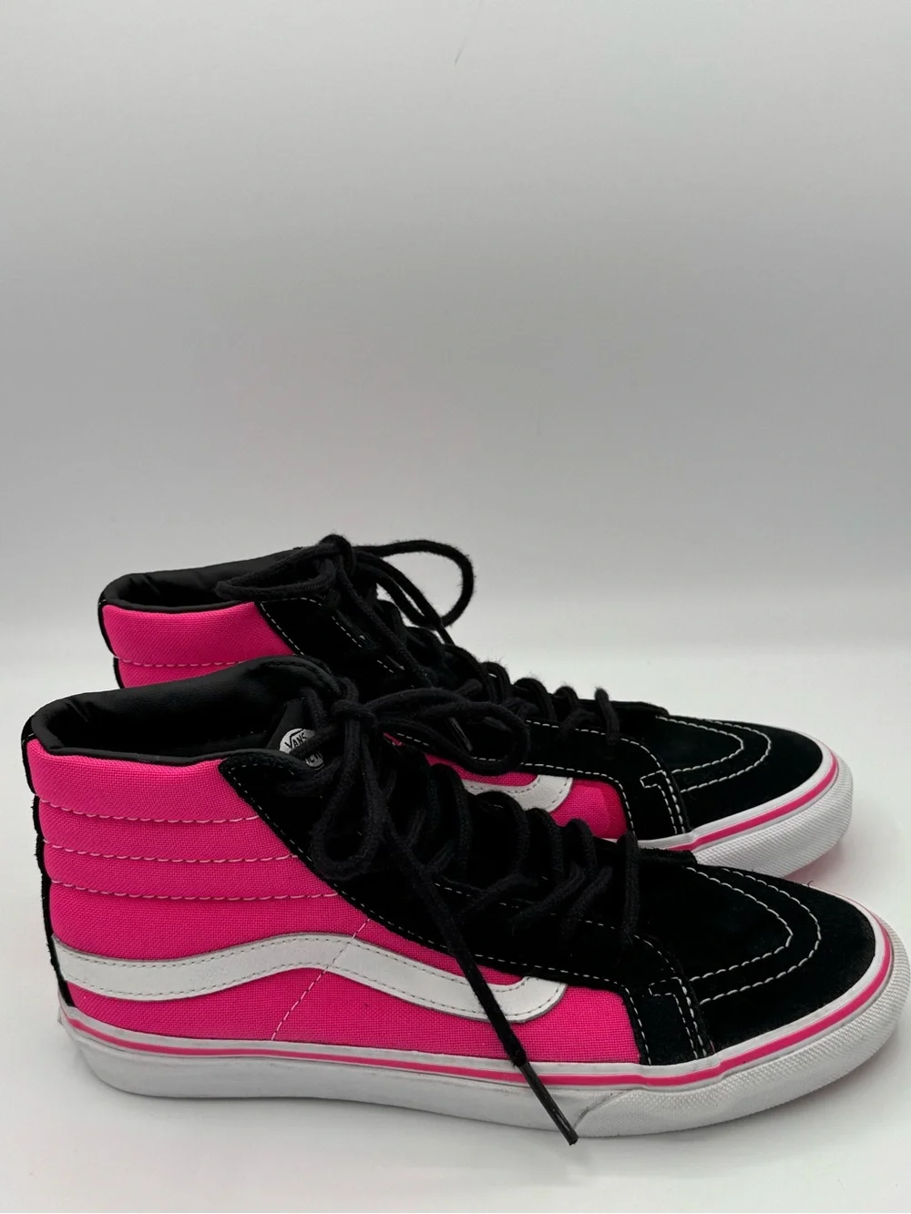 Vans Sk8- HiSlim Retro High Top Sneakers- Hot Pink and Black